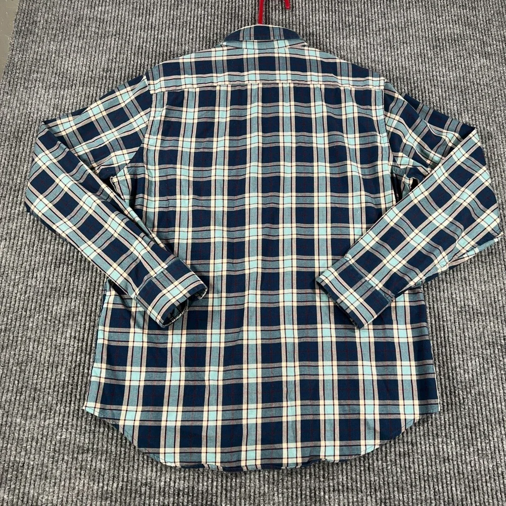 Banana Republic Shirt Mens Medium Blue Plaid Lightweight Flannel Button Up